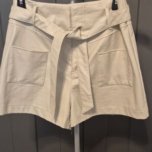 Olivaceous Ivory Faux Leather Lined Belted Shorts – Size L